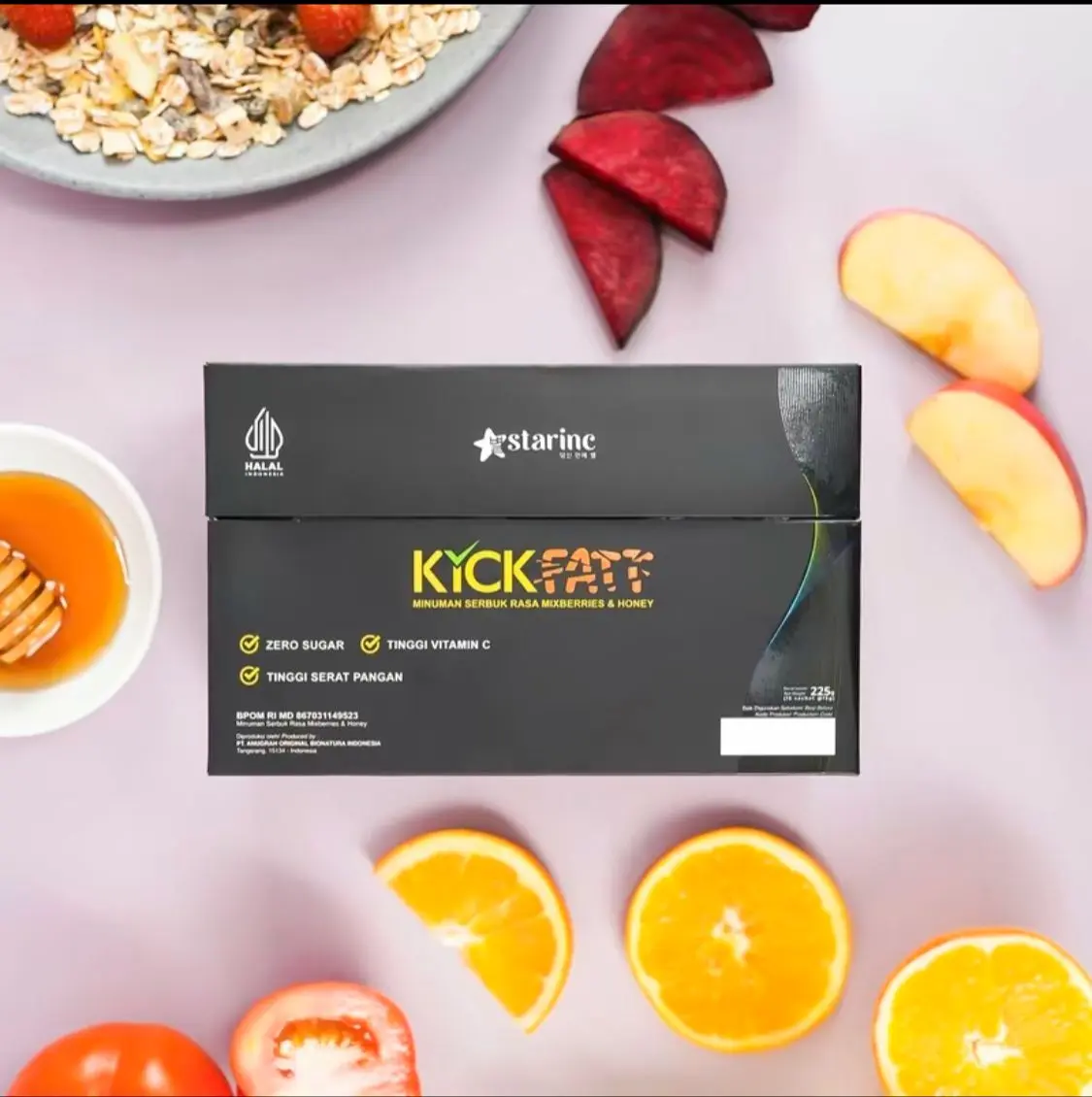 Starinc Kickfatt Minuman Serbuk Bernutrisi Rasa Mixberries Honey