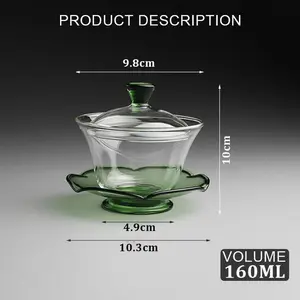 Kung Fu Tea Cup Gaiwan Gelas Kungfu Teh with saucer and lid Hijau / Orange