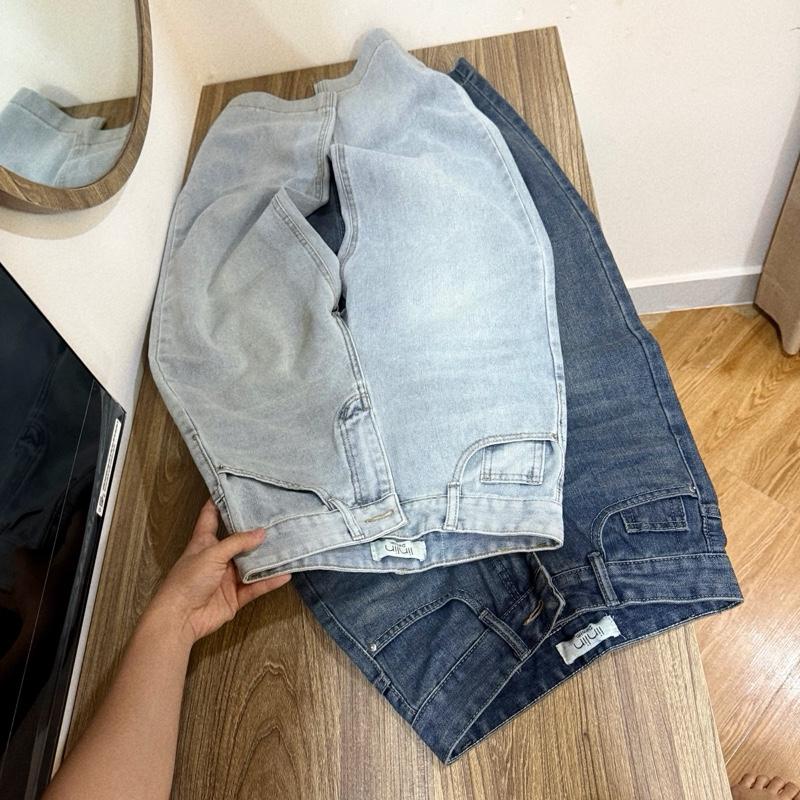 [Q101] [92cm]Quần jean suông nữ dáng lửng 92cm lai to dành cho nấm lùn