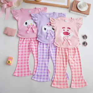 owlet - setelan anak perempuan - one set perempuan - setelan cutbray tartan- setelan motif karakter
