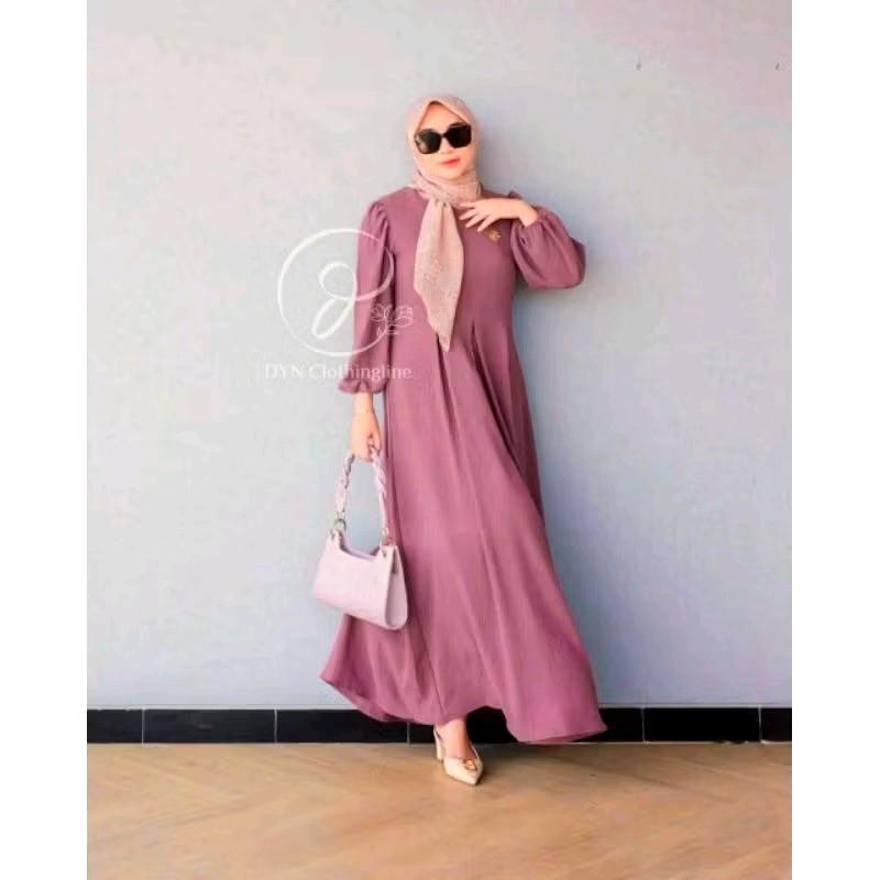 Gamis karin krinkle airfloww premium.dres terbaru masa kiginian Cantik Crinkle Karet Nyaman Muslim Wanita Mewah Remaja 7