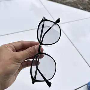 Kacamata photochromic anti radiasia bingkai bulat gaya fashion computer glasses Wanita Pria