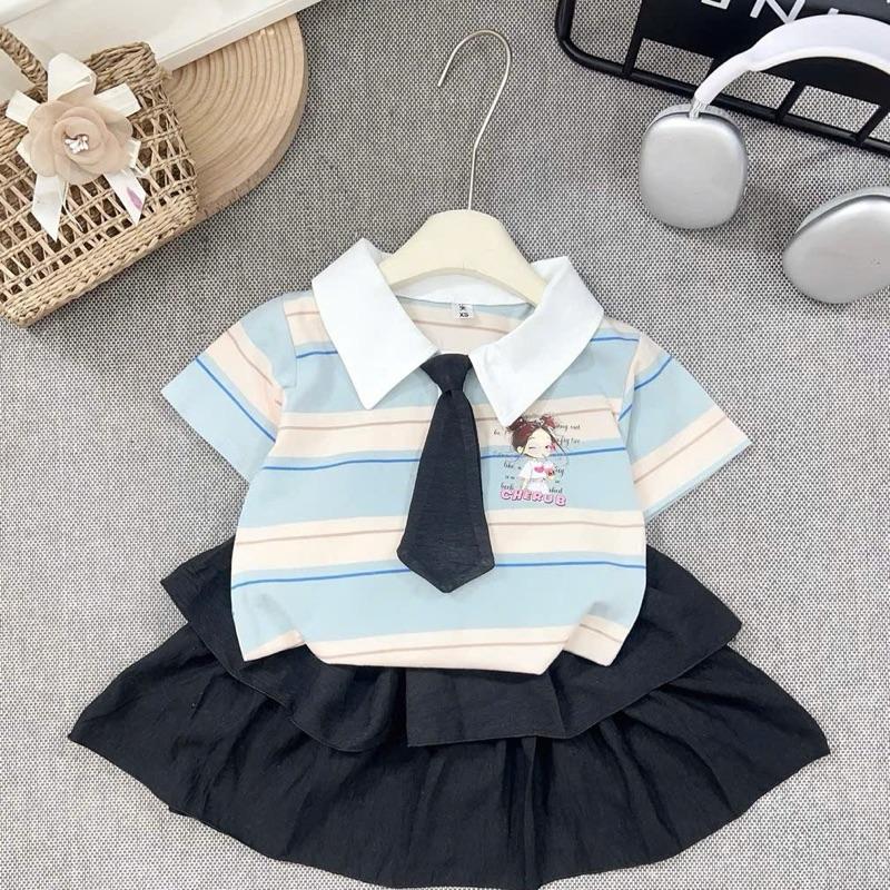 10-30kg Set váy học sinh kèm áo chất cotton mềm mát cho bé gái KẺ MÃ 1