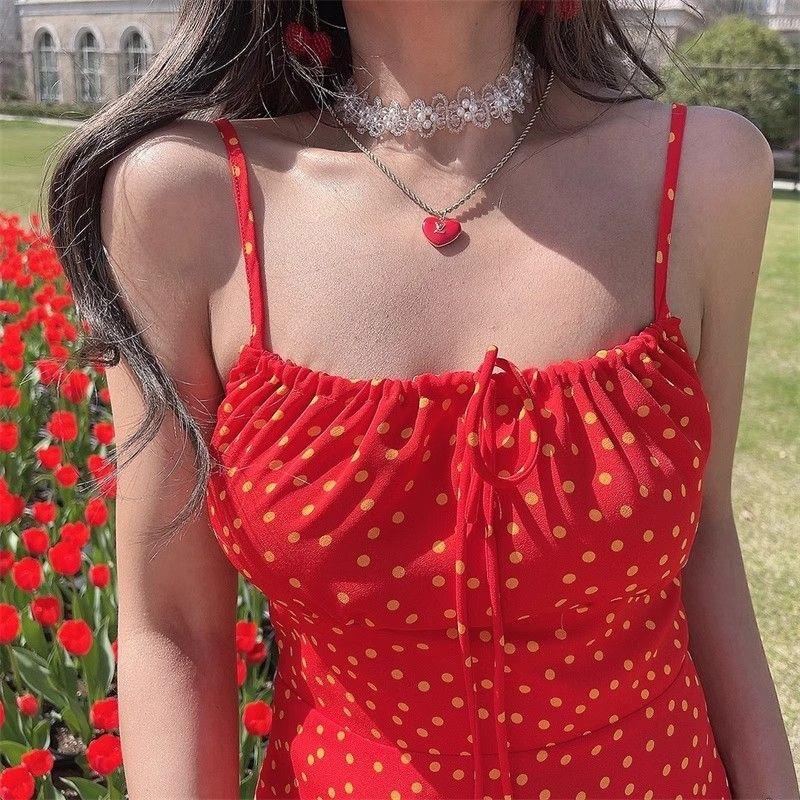 Product Introduction of Casual and fashionable camisole dress for women, summer niche new style temperamentBroken flowers dress, easy to match Womenswear Lingerie Comfort Floral 8