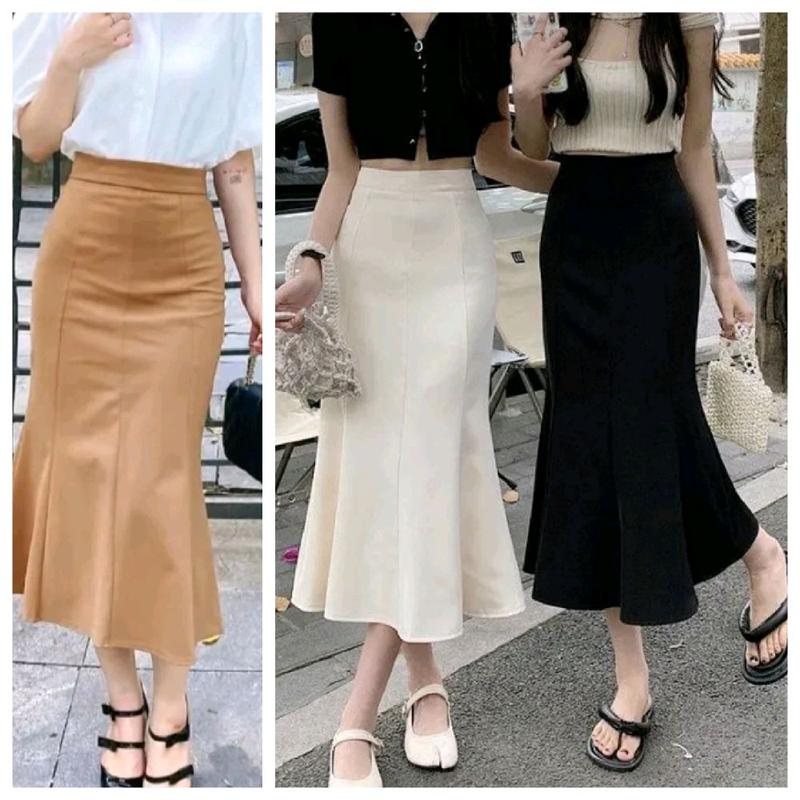  CHÂN VÁY ĐUÔI CÁ nữ ôm dáng 8 mãnh CHẤT THUN CAO CẤP-KHÔNG KHÓA KÉO co giãn 4 chiều Đen Women đi làm đi chơi 