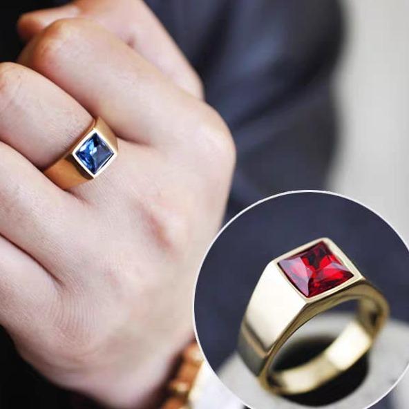 Product Introduction of Cincin Titanium Pria Terbaru Dijual Ring Hitam Silver Dan Gold Anti Luntur Bahan Stainles Stell AntikaratAnti Luntur Batu Emas Merah 16
