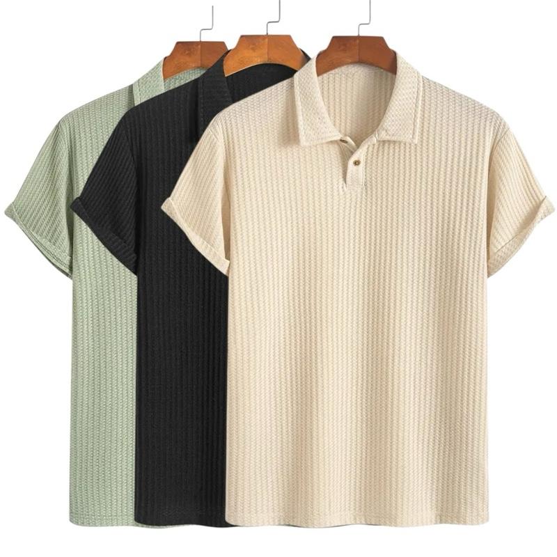 Paket Pcs Kaos Polo Waffle Shirt knit Pria Lengan Pendek Dengan