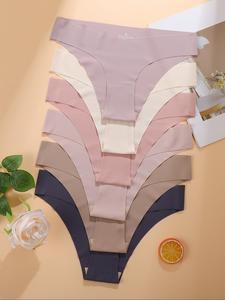 Bragas triangulares sin costuras de seda fría para mujer, con cintura elevadora en forma de V, bragas finas de algodón, ropa interior ajustada para todas las estaciones, paquete de 6