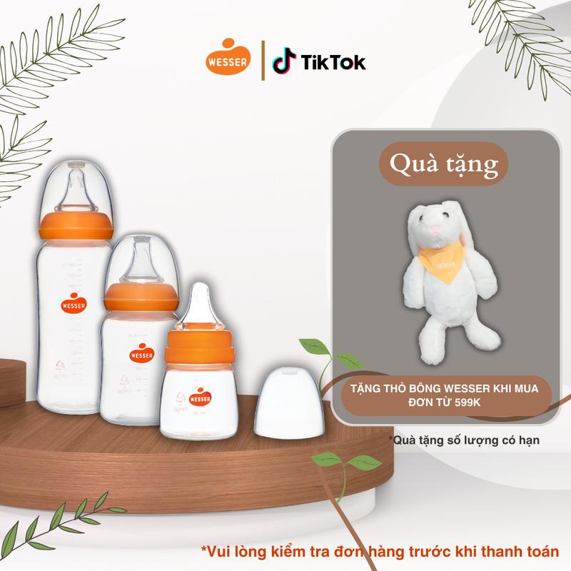 Bình sữa cổ HẸP PP Wesser 60ml/140ml/250ml (PP MÀU TRẮNG)