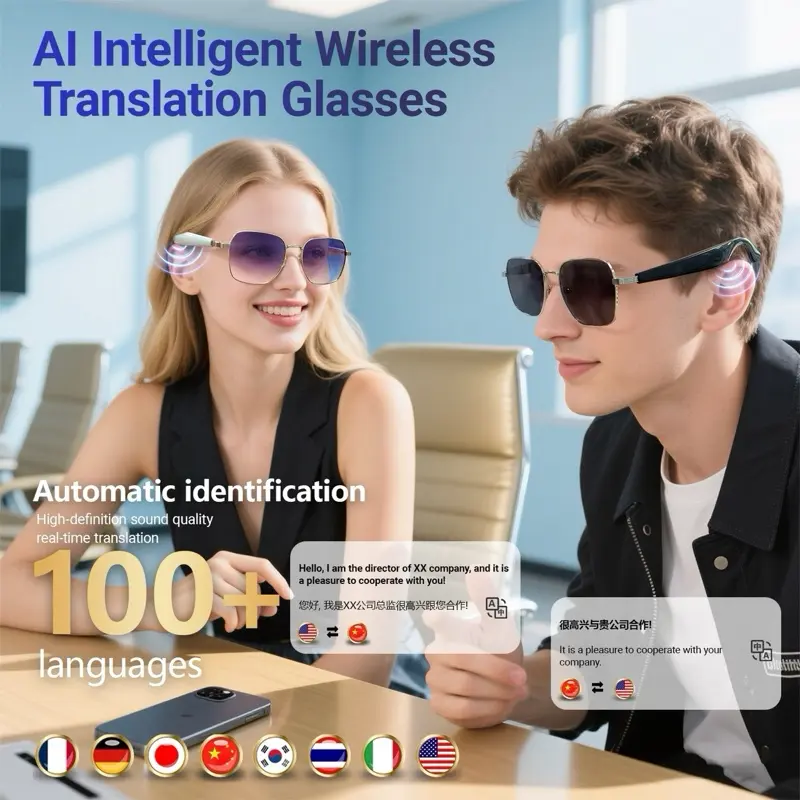 Kacamata AI Penerjemah 100+ Bahasa | Real-Time, Musik & Telepon – GY200 HiTech Glasses Bluetooth headphones 2