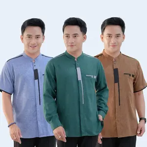 Baju Koko Atasan Muslim Pria Lengan Panjang Motif Terbaru Abizar Original Bahan Katun Madina