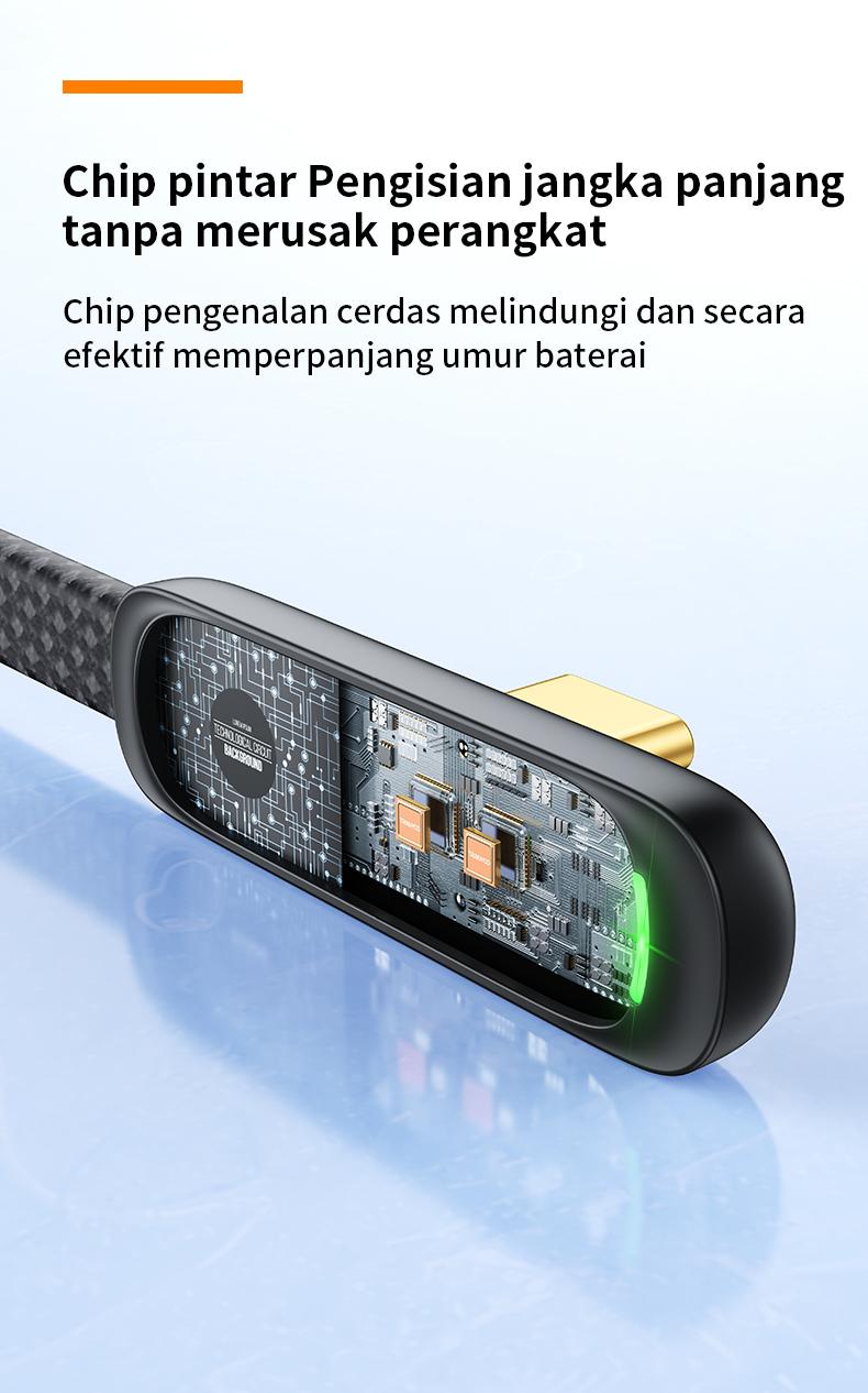 TRANYOO Kabel Data 65W Type-C ke Type-C / 30W Lightning(iPhone), desain siku 90°, cocok untuk iPhone, Samsung, OPPO, VIVO, Xiaomi, POCO, realme, Infinix & Android. Konektor emas, panjang 1,2m, cocok untuk ponsel & tablet, model CC-3.