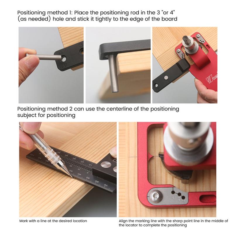 Product Introduction of 35mm Hinge Boring Jig Woodworking Hole Drilling Guide Locator with Fixture Aluminum Alloy Hole Opener Template Tools 37