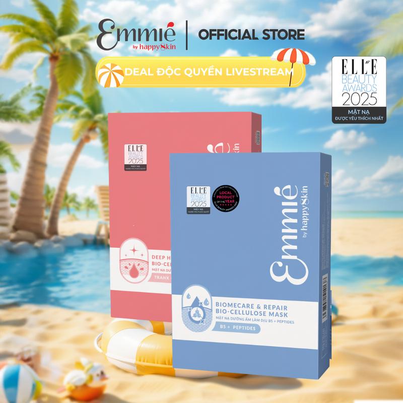 [Lananhdaily] COMBO 20 Miếng Mặt Nạ Dừa Sinh Học Emmié Bio Cellulose Mask 25gx20