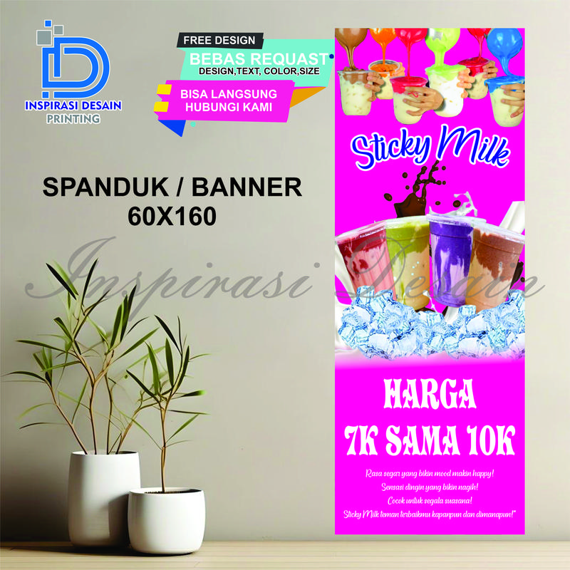 SPANDUK BANNER 60X160 STICKY MILK PINK FREE DESAIN - Shop | Tokopedia