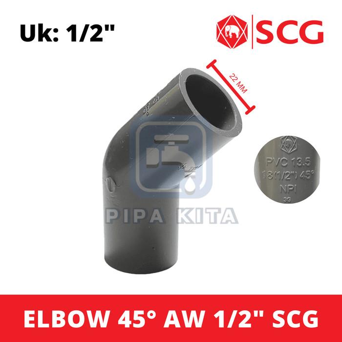 Elbow 45 Derajat AW 1/2 Inch SCG PVC TS Knee L Keni Knie 45 0.5 DIM
