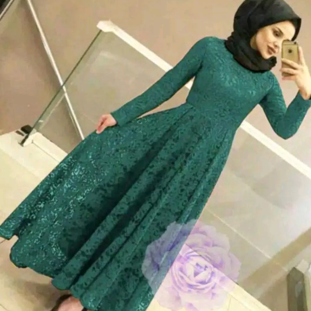 Gamis Maksi Yuni Brukat size L-XL-3XL Bunga Maxi Muslim Panjang Dress Wanita Belah Samping