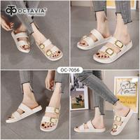 Gambar OCTAVIA Sandal Slide Slip On Wedges Wanita with Double Belt Straps #OC-7056 (FREE BOX) - Black, 36 dari Octavia Shoes Kab. Tangerang 5 Tokopedia