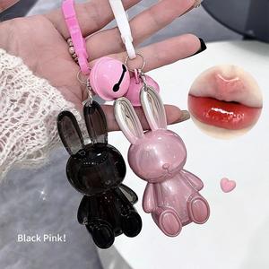 Gegebear ครีมริมฝีปาก Mist สีชมพู ลายหมีน้อย ขนกระต่าย เนื้อเงาแบบกระจก สีขาว ติดทนนาน แบบลิปกลอส