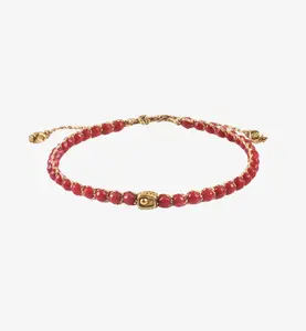 Red Coral Tali Gold Batu semi mulia Intan Permata Asli | Gemstones Bracelet for Women Aesthetic Samapura