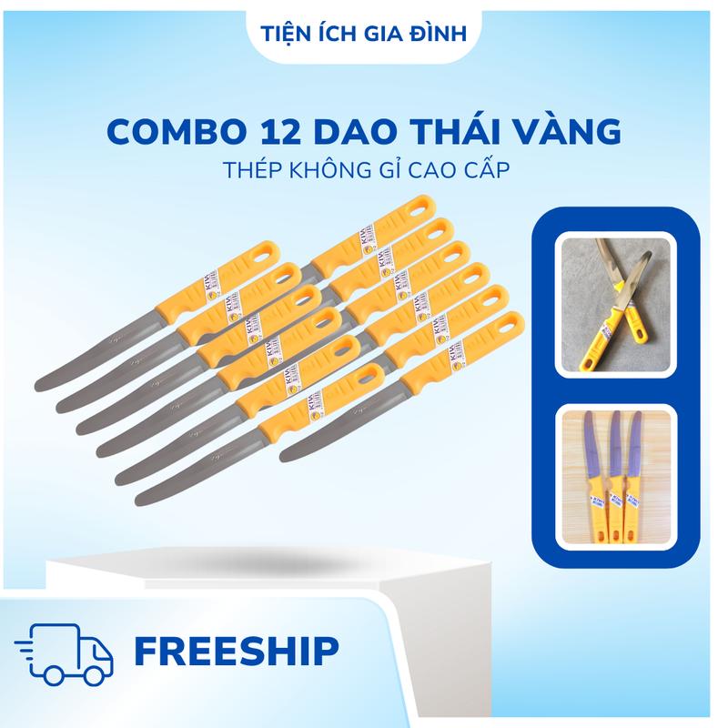  Kiwi COMBO 12 Dao Thái Lan Cán Vàng Sắc Bén Thép Không Gỉ Đa Năng Cắt Gọt Hoa Quả Rau Củ Tiện Lợi Cho Nhà Bếp 
