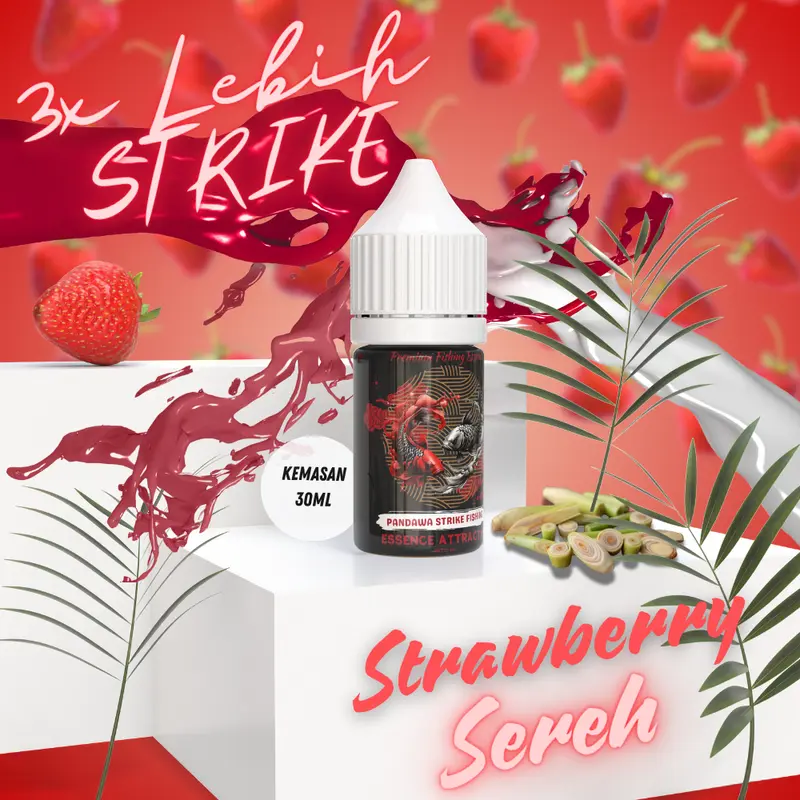 TERBARU Essen Oplosan ikan mas PANDAWA STRIKE Aroma Strawberry Sereh 30ML Pancing Mancing Umpan 0