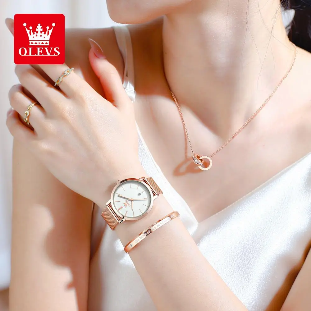 【Off 10%】OLEVS นาฬิกาผู้หญิง แฟชั่น สายสเตนเลส แบบกันน้ำ สำหรับผู้หญิง 5869 รอบ หลายสี  มีกล่อง แฟชั่น การให้ของขวัญ ไม่จำเป็น กุหลาบทอง โลหะ นาฬิกา ระดับไฮเอนด์ แฟชั่น