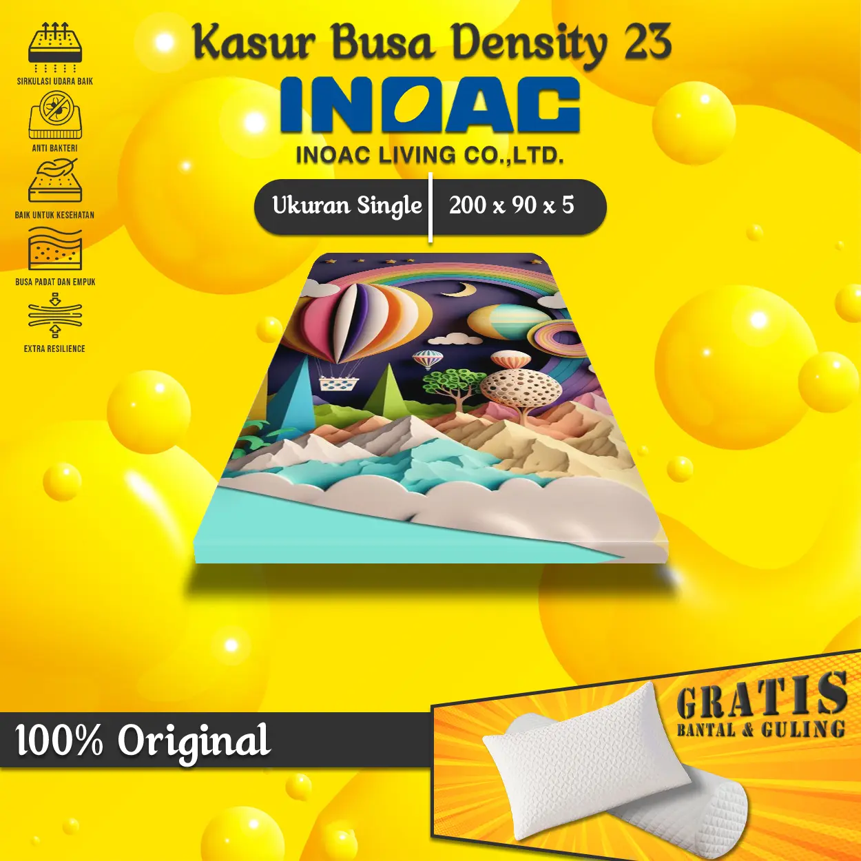 [ 200x90x5 ] Kasur Busa Single INOAC EON Density 23 Garansi 10 Tahun