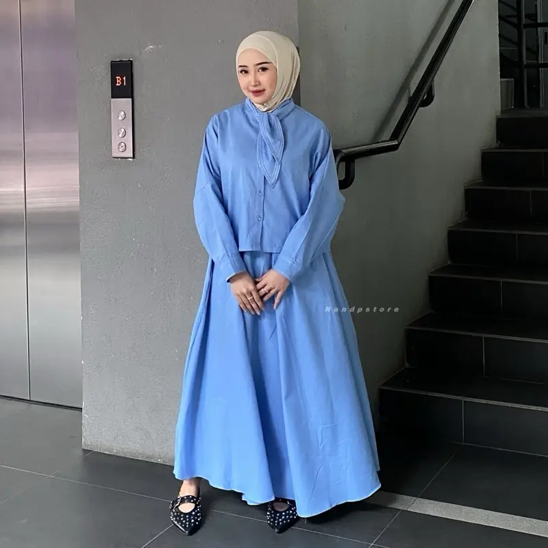 Setelan Rok Wanita - Baju Pasangan Fashion Muslim Linen Trend - Atasan Kemeja Pria Linen - Moira Couple  Casual 7