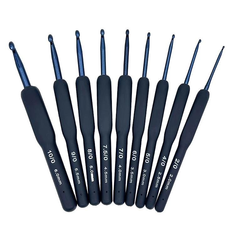 Cangkuk Mengait Aluminium, Pemegang Plastik, untuk Jahit dan Tenunan Isi Rumah, Cangkuk Mengait Pemegang Biru, Set Berbilang Spesifikasi, 2.0mm-6.0mm, 1 Keping 1