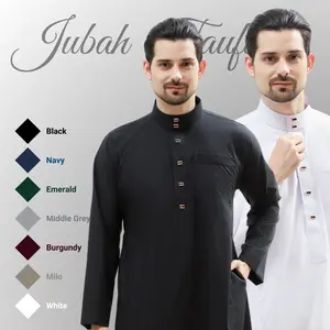 Zeefora Gamis Taufik Jubah Saudi Premium Thobe Pria Dewasa Kancing Snap Lengan Panjang Berkualitas
