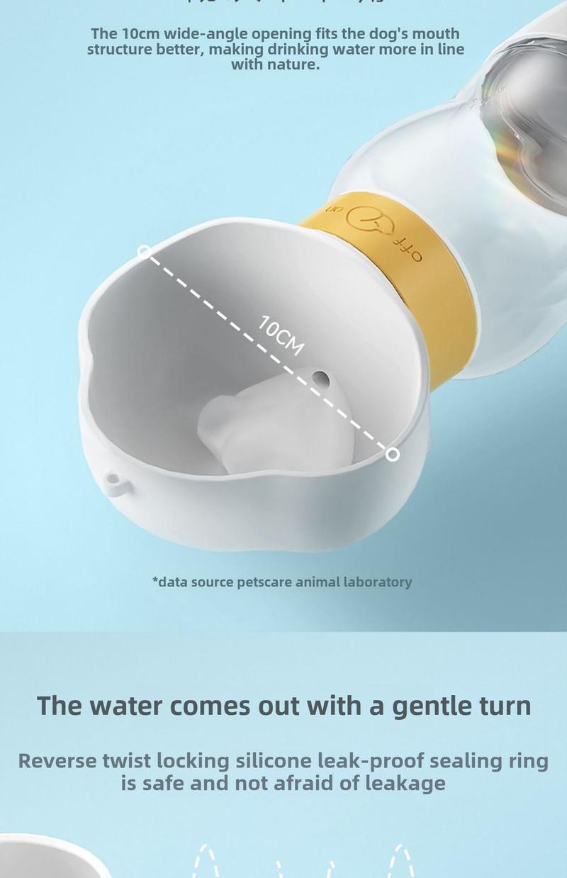 Product Introduction of One-touch water dispenser, portable pet water cup for feeding dogs and cats, outdoor portable water bottle, leak-proof design, lightweight and durable, essential water feeder for dog walking 3