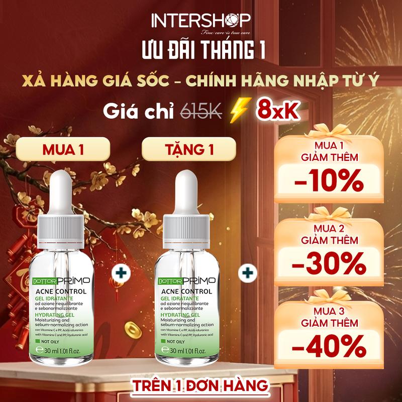 DATE 2 2026 Gel dưỡng giảm mụn mờ thâm sáng da DottorPrimo Acne Control Hydrating 30ml