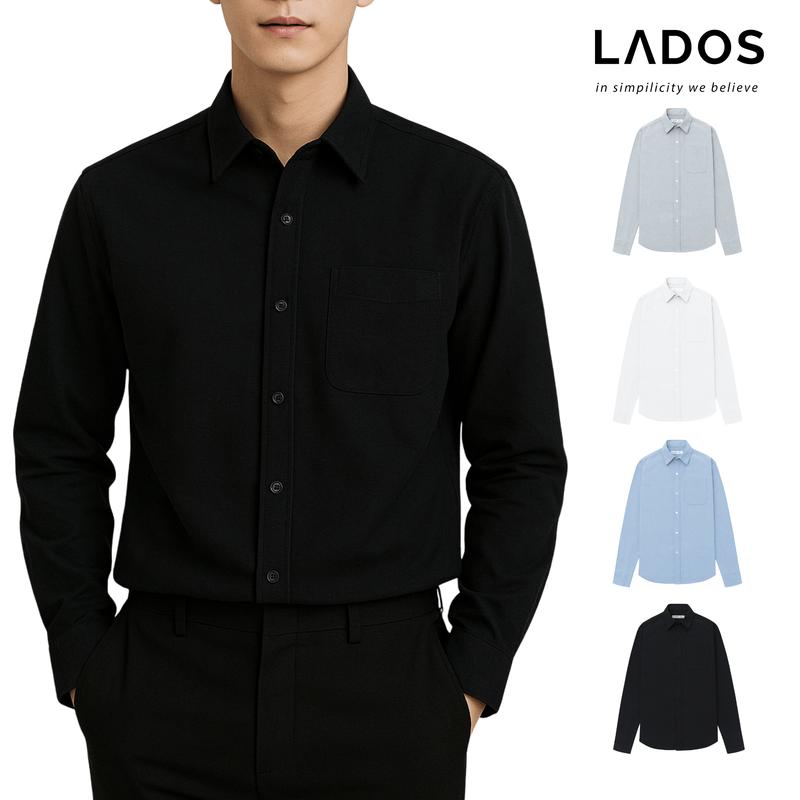 Áo sơ mi nam có túi dài tay vải Oxford LADOS - 8024 - điển hình cho các quý ông công sở