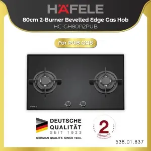 Hafele HC-GH80A2PUB 2-Burner Gas Hob | Auto Ignition | Flame Failure Safe | 2 Years Warranty