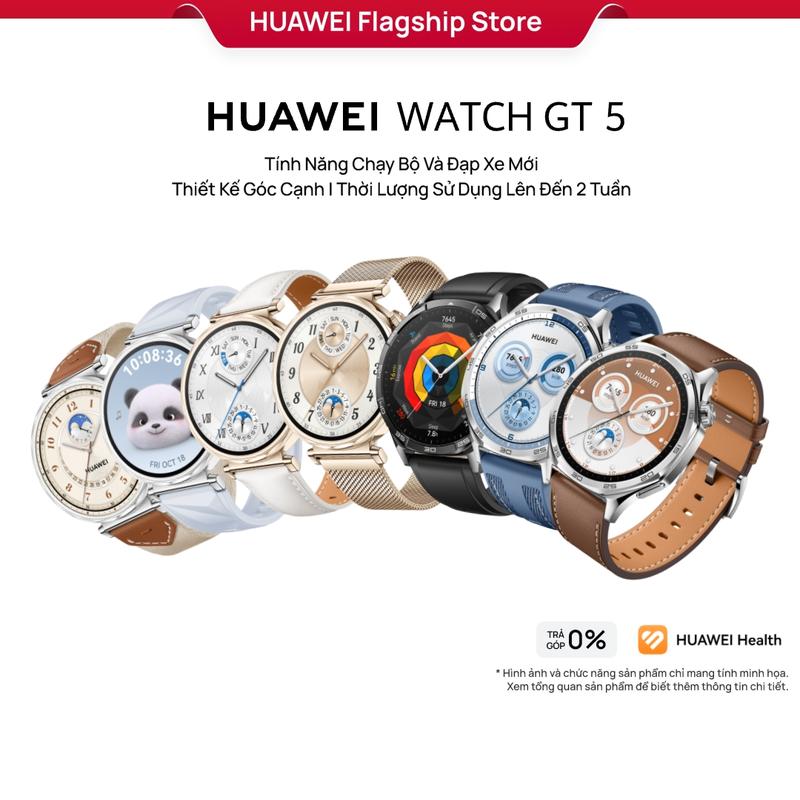 Đồng Hồ Thông Minh | HUAWEI WATCH GT5 Tính Năng Chạy Bộ Và Đạp Xe Mới | Thiết Kế Góc Cạnh | Thời Lượng Sử Dụng Lên Đến 2 Tuần1 Smartwatch Đồng Hồ Thông Minh Sim