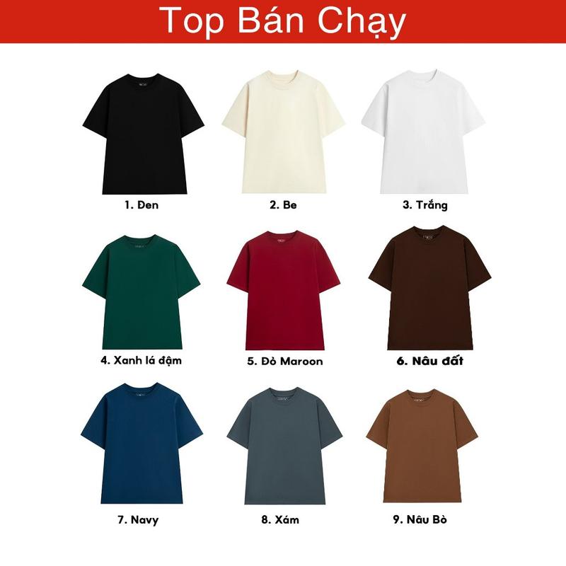 Áo Thun Trơn Nam Nữ FREDO T-shirt 100% Cotton 250gsm, Áo Phông Nam Cao Cấp AT01