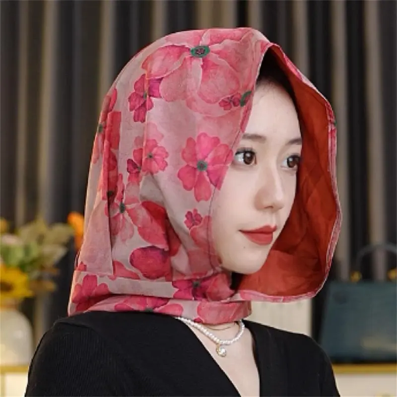 Mũ Khăn Quàng Lụa Chống Nắng Du Lịch, Hàng Mới Về, Sợi Đám Mây Thơm Giả, Hoa Hai Mặt, Đa Năng, Khăn Quàng Cổ Đội Đầu Cho Nữ 8
