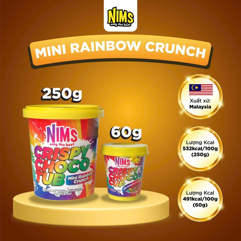HỘP NHỎ 60G Socola Trắng NIMS Gìon Tan Chảy Cầu Vồng Hạt Khuyết - Malaysia
