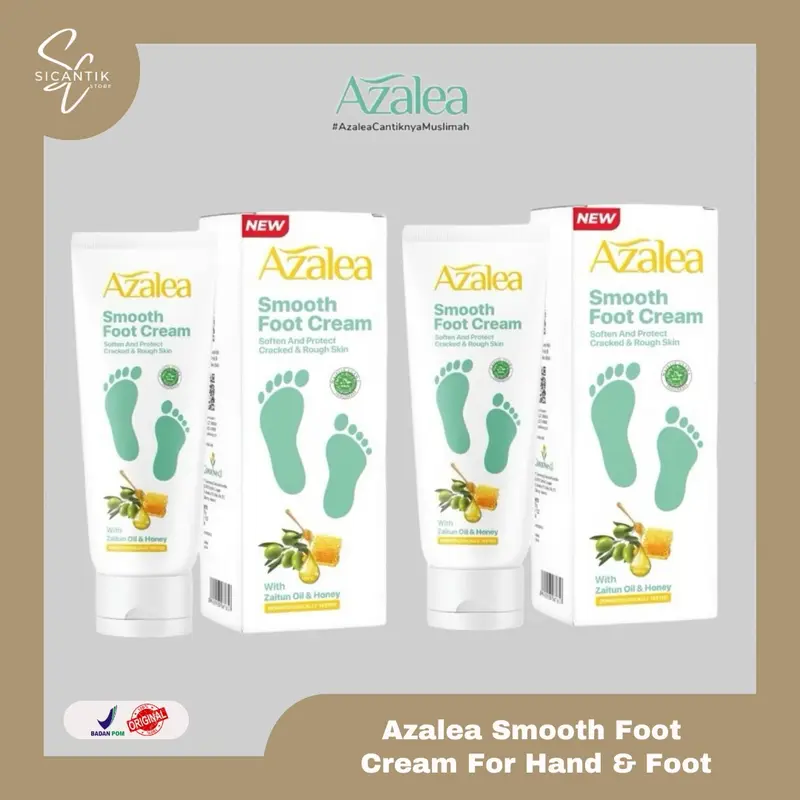 TWINPACK AZALEA SMOOTH FOOT CREAM (FOR HAND & FOOT) | KRIM ZAITUN PERAWATAN & PELEMBUT KAKI, SIKU DAN TELAPAK TANGAN KERING PECAH-PECAH ORIGINAL BPOM 0