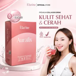Elarine Aurafix Drink Minuman L-Glutathion Dengan 0 gr Gula & Collagen ( Kolagen Drink ) Rasa Stroberi Dengan Kandungan Tripeptida Kolagen Ikan & Extrak Ikan Salmon, Untuk Pencerah Kulit, Tubuh & Meratakan Warna Kulit