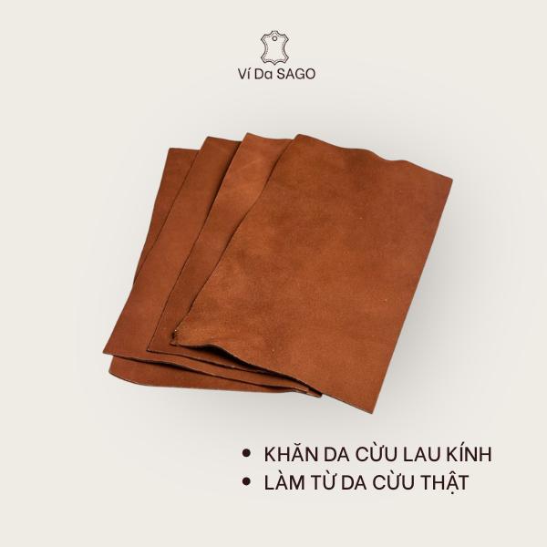 Khăn da cừu thật lau ống kính điện thoại mắt kính đồng hồ- Ví Da SAGO