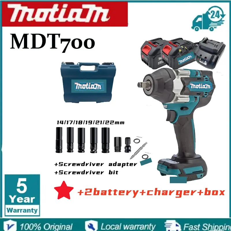 New Motiam Rechargeable Electric Wrench MTW700/MTW300 Lithium Impact Wrench 800-1500N.m High Torque 18V Power Tool DTW700 6/9AHbattery