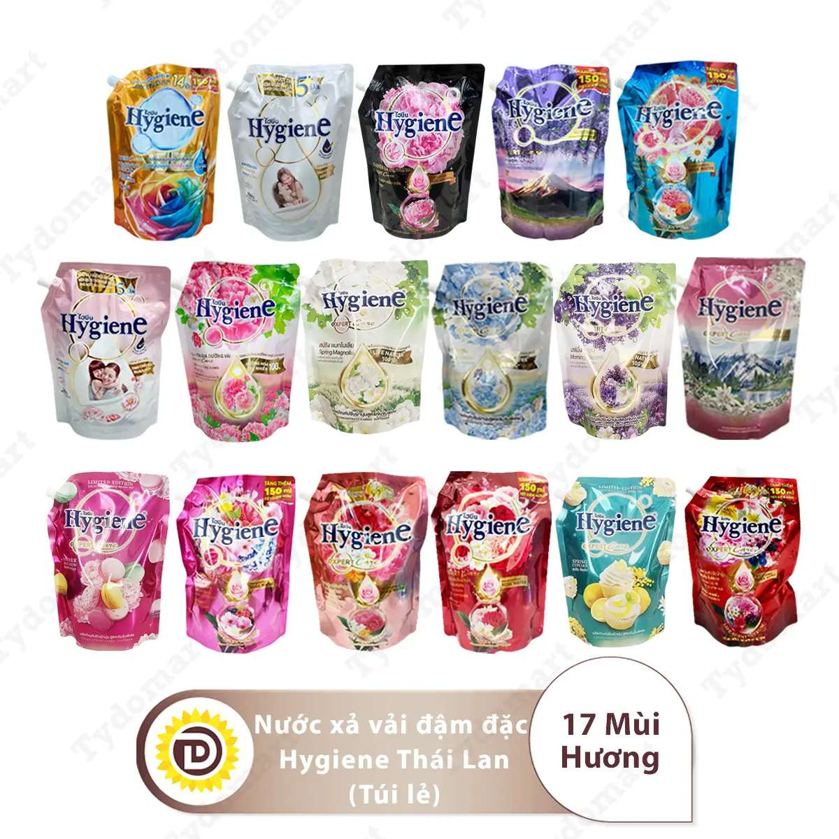 (Túi Lẻ) Nước Xả Vải Hygiene Thái Lan Đậm Đặc Dung Tích từ 1100ml đến 1300ml/Túi Giúp Làm Thơm và Mềm Quần Áo