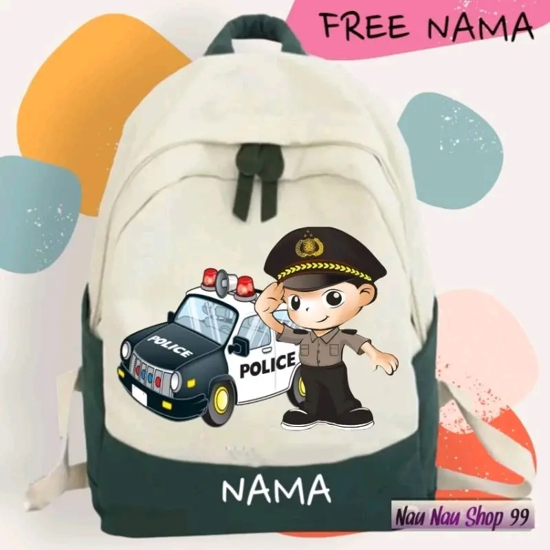 (FREE NAMA) TAS RANSEL ANAK KARAKTER POLISI KEREN BUAT ANAK 2