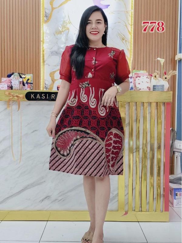 COUPLE BATIK DRESS FURING HANNA KOMBINASI ORGANZA DRESS PESTA 2