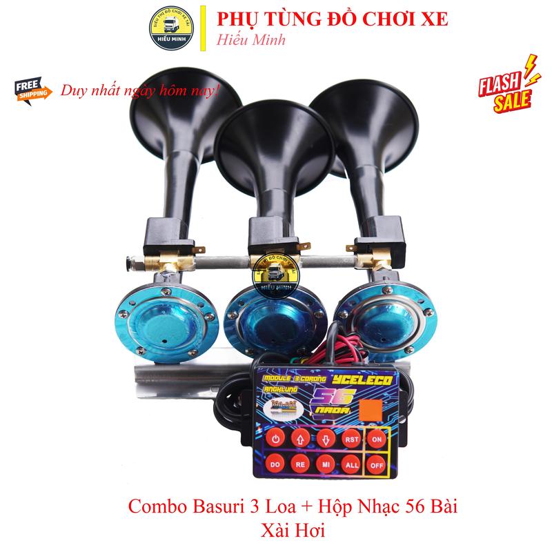 Kèn Basuri 3 Loa Hộp Nhạc 56 Bài 12 24V Phụ Tùng Đồ Chơi Xe Tải Tạch Tè Basuri Combo Basuri 3 Loa + Hộp Nhạc 56 Bài Xài Hơi