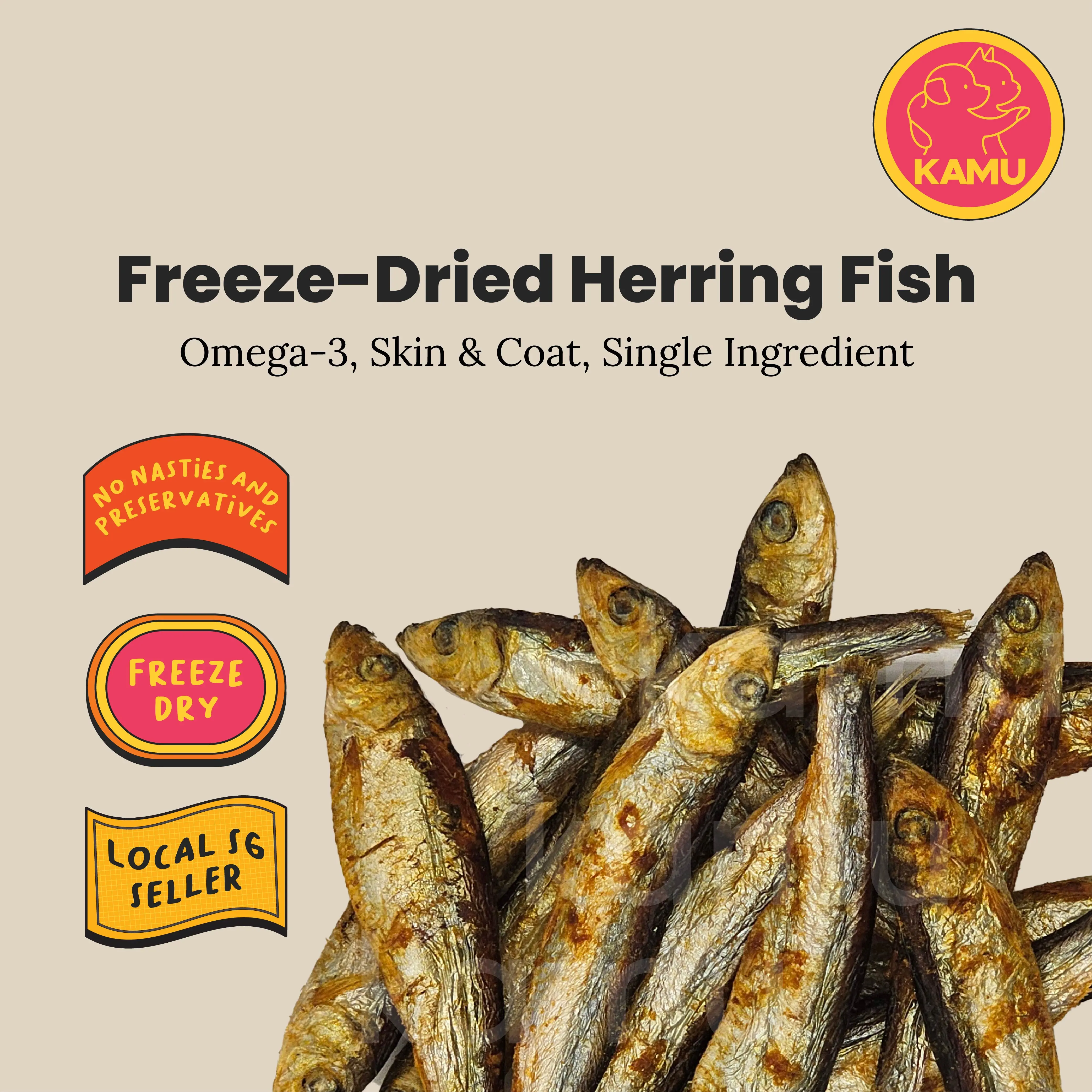 [SG OPENING PROMO] Kamu SG Freeze Dried Herring Fish, Dog & Cat Treat, 50g 100g