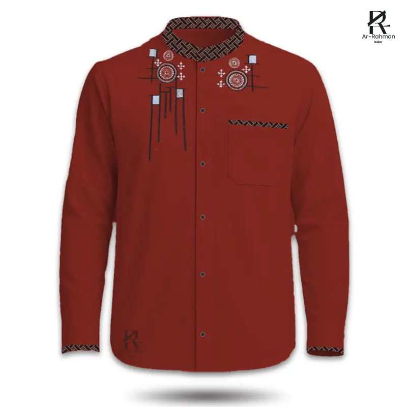 BAJU KEMEJA KOKO PRIA LENGAN PANJANG KOMBINASI BORDIR SIZE M L XL TERBARU 1