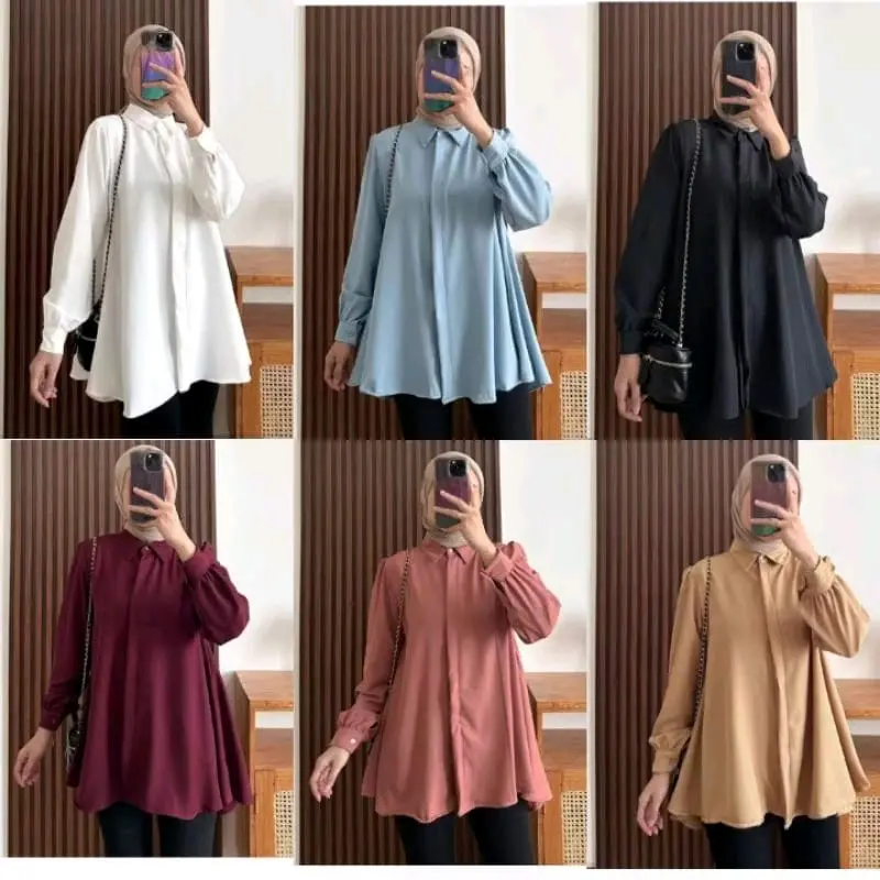 Kemeja Kinka Syakil All Size Fit To L LD 110 - Baju Wanita Shakilla Premium - Casual, Shakila Panjang Oversize HABISIN STOK